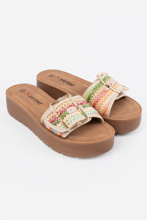 Chaussons multicolores avec boucles