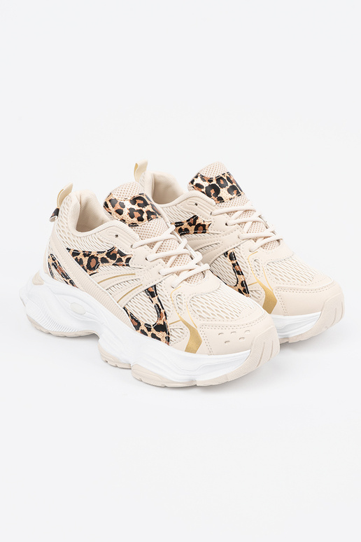 Baskets beiges de style sportif avec...