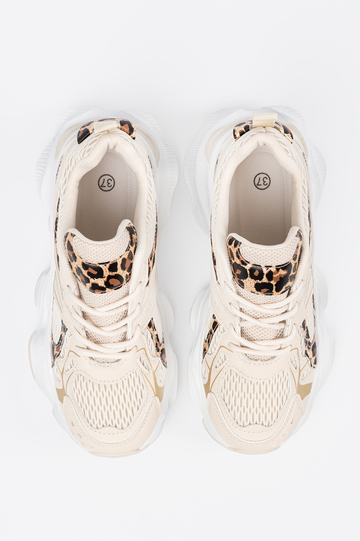 Baskets beiges de style sportif avec...