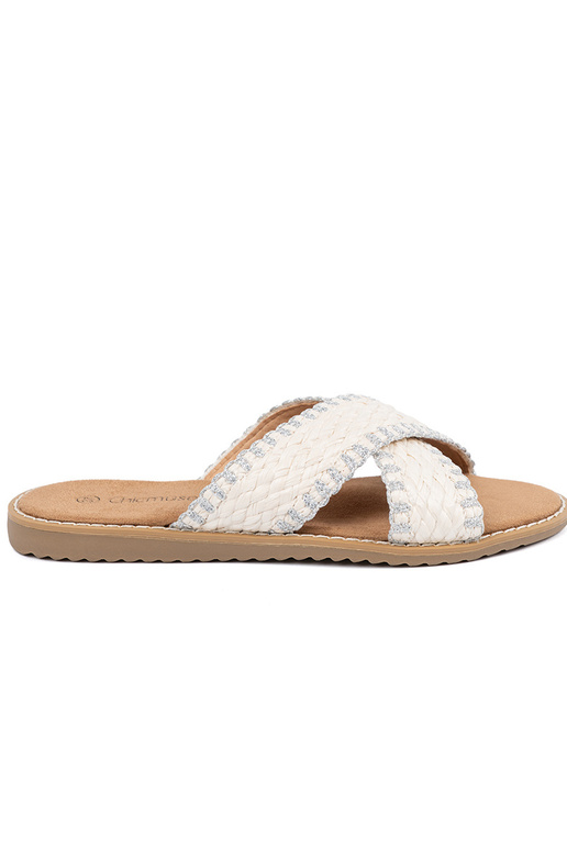 couleur blanche Chaussons tresser sur...