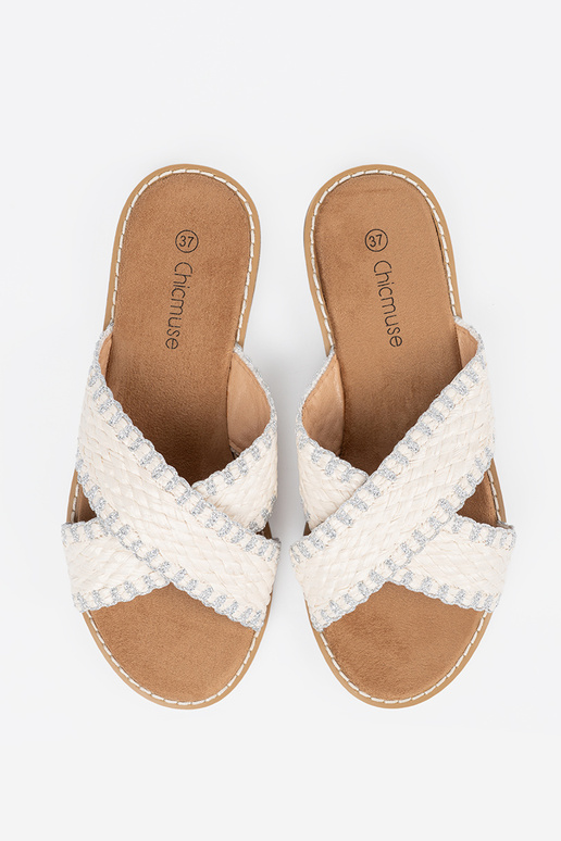 couleur blanche Chaussons tresser sur...