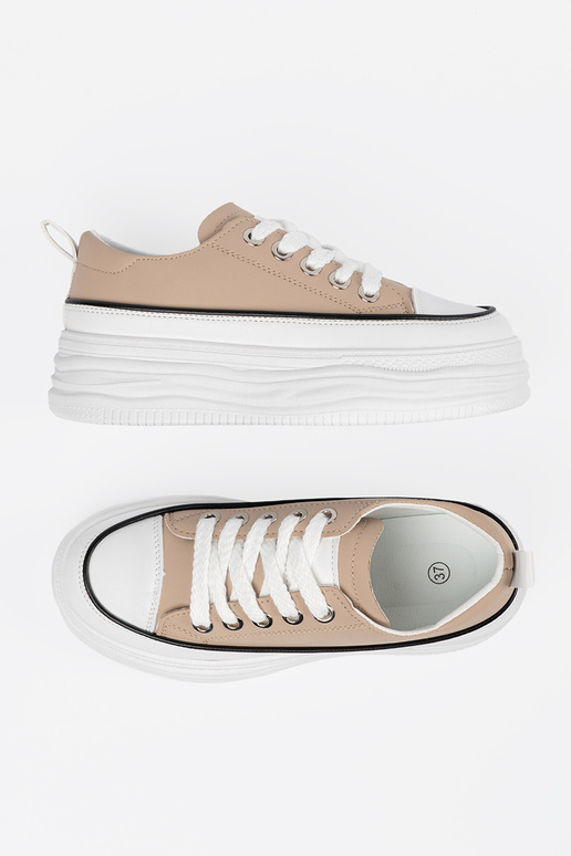 Baskets couleur sable avec plateforme