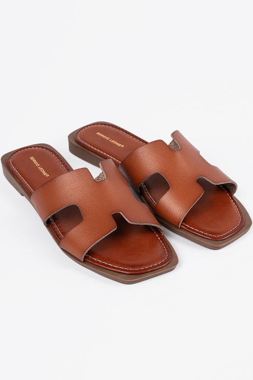 Chaussons marron à bout carré