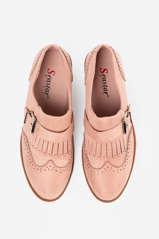 Mocassins plats roses en daim