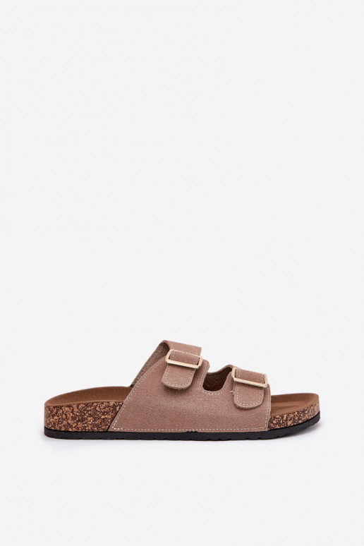 Pantoufles pour femmes Ze couleur doréemi avec bouclesmi I Przeszyciami couleur kaki Lunera Pantoufles pour femmes Ze couleur doréemi avec bouclesmi I Przeszyciami couleur kaki Lunera