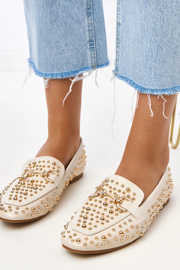 Mocassins couleur sable décorés de clous Lea
