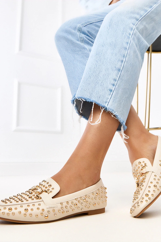 Mocassins couleur sable décorés de...