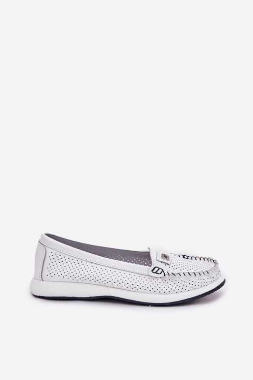 Peau mocassins pour femmes S.Barski LR51-673 couleur blanche
