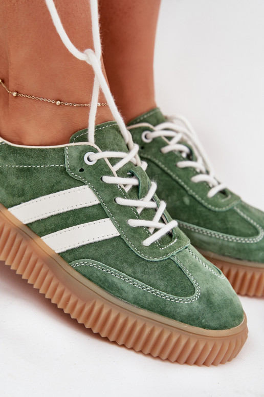 en daim Chaussures modèle baskets Féminin avec une plateforme couleur verte Venera