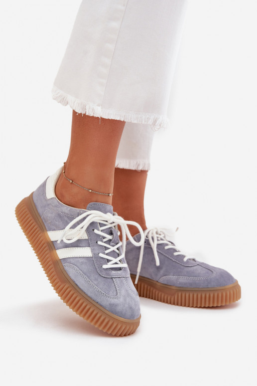 en daim Chaussures modèle baskets Féminin avec une plateforme couleur bleue Venera