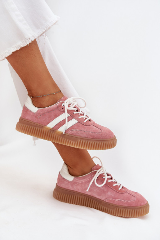 en daim Chaussures modèle baskets Féminin avec une plateforme couleur rose Venera