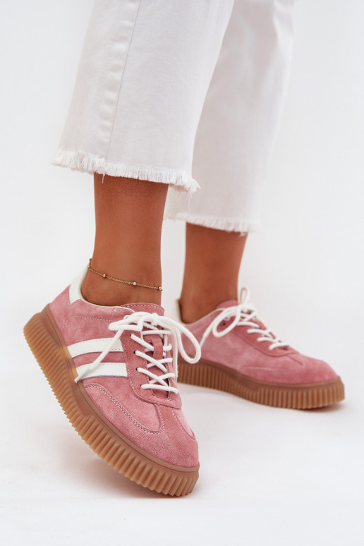 en daim Chaussures modèle baskets Féminin avec une plateforme couleur rose Venera