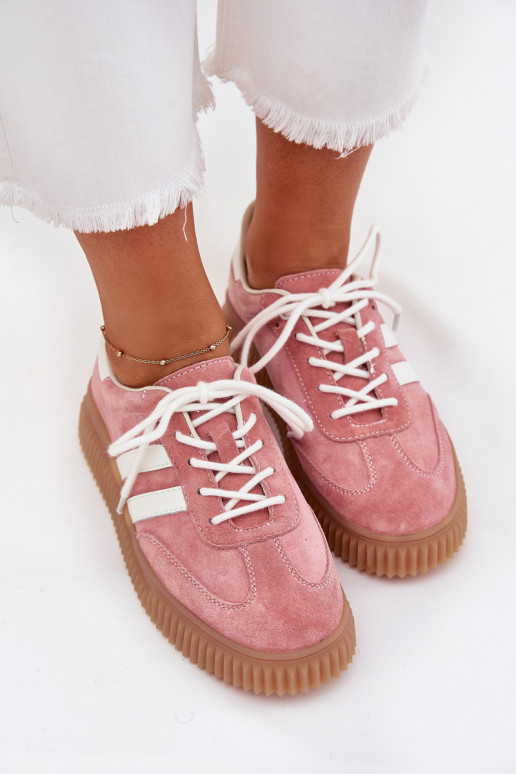 en daim Chaussures modèle baskets Féminin avec une plateforme couleur rose Venera