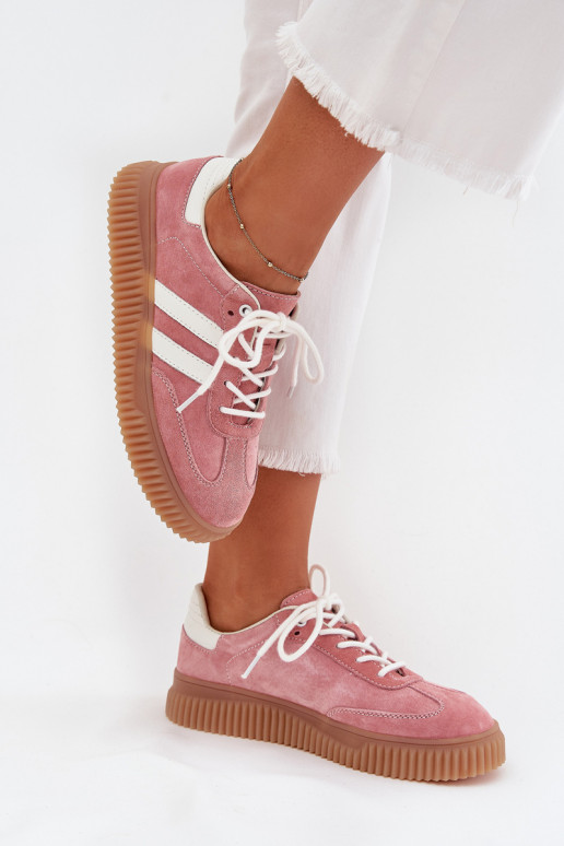 en daim Chaussures modèle baskets Féminin avec une plateforme couleur rose Venera