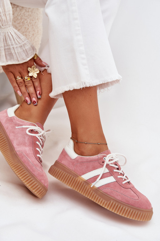 en daim Chaussures modèle baskets Féminin avec une plateforme couleur rose Venera