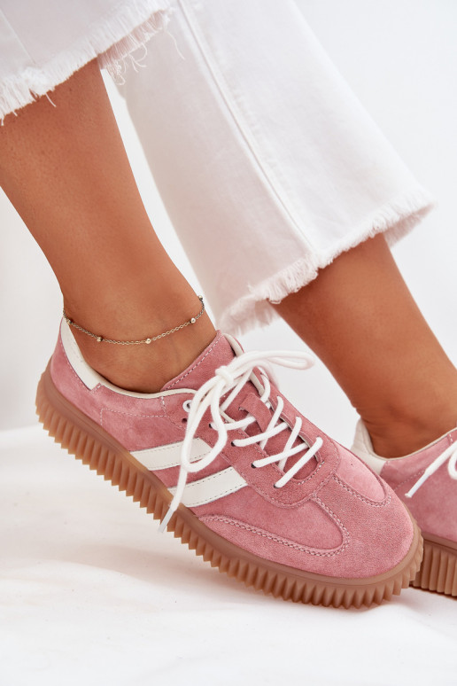 en daim Chaussures modèle baskets Féminin avec une plateforme couleur rose Venera