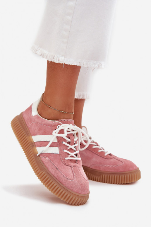en daim Chaussures modèle baskets Féminin avec une plateforme couleur rose Venera