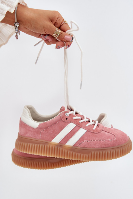 en daim Chaussures modèle baskets Féminin avec une plateforme couleur rose Venera