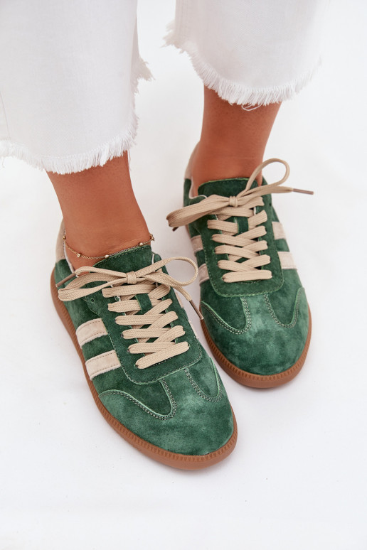 en daim Chaussures modèle baskets Féminin couleur verte Sirella