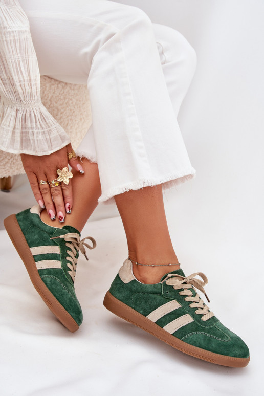 en daim Chaussures modèle baskets Féminin couleur verte Sirella