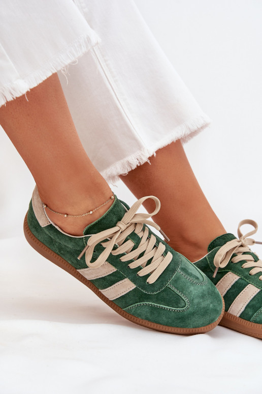 en daim Chaussures modèle baskets Féminin couleur verte Sirella