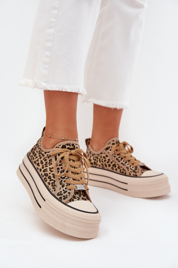 Chaussures de loisirs avec une plateforme avec des motifs en fourrure de léopard Il fautrinae