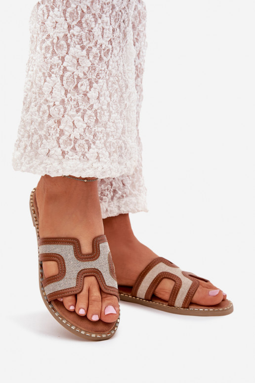 Pantoufles pour femmes avec des talons larges marron Vereya