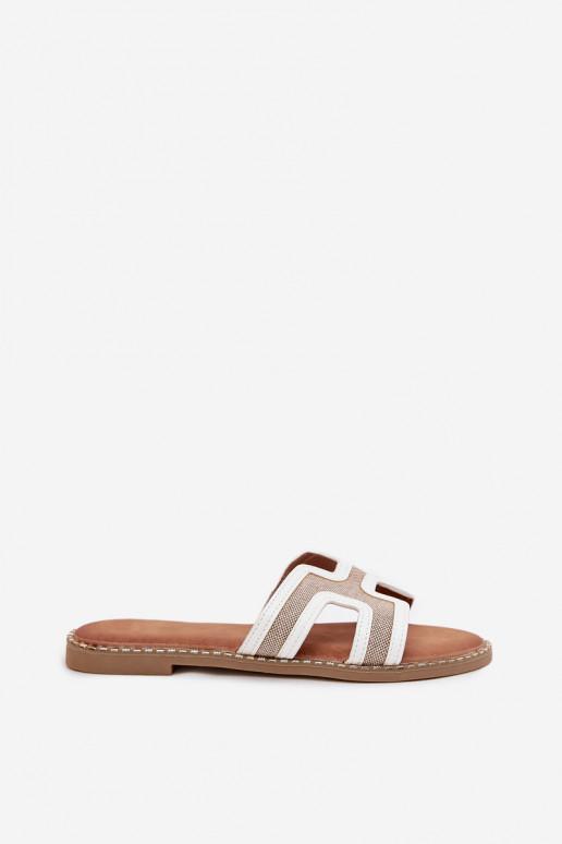 Pantoufles pour femmes avec des talons larges couleur blanche Vereya