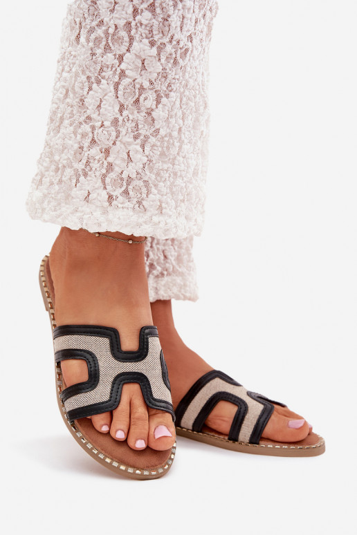 Pantoufles pour femmes avec des talons larges couleur noire Vereya