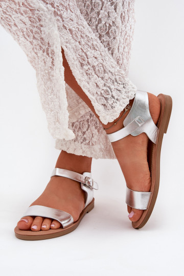 Sandales pour femmes avec des talons larges Eko Peau couleur argent Kivara 2