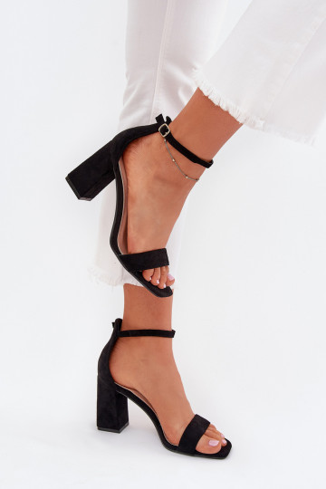 Sandales à talons pour femmes en daim écologique, couleur noire Elirae 2