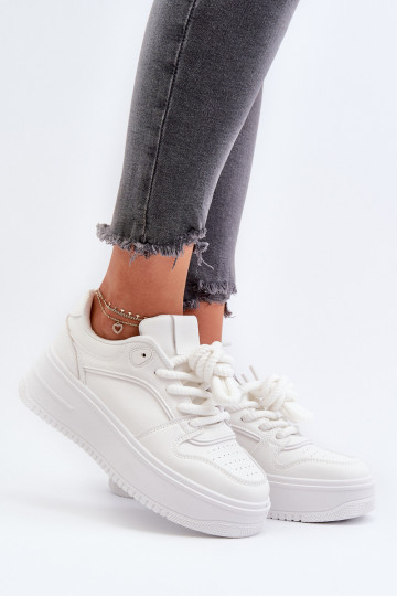 Baskets blanches à plateforme en cuir écologique Vhisper
