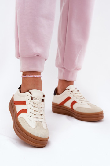 Chaussures modèle baskets Féminin avec une plateforme beige Tolianna 2