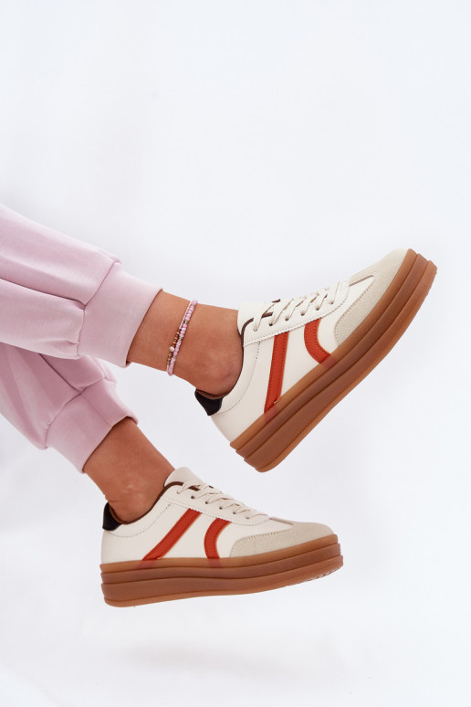 Chaussures modèle baskets Féminin avec une plateforme beige Tolianna