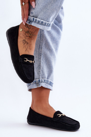 Féminin Mocassins classiques en daim couleur noire Corinell 2