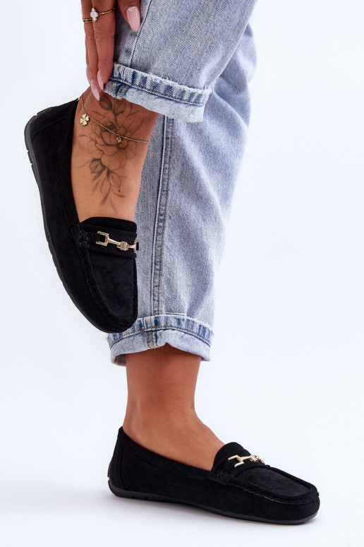 Féminin Mocassins classiques en daim couleur noire Corinell