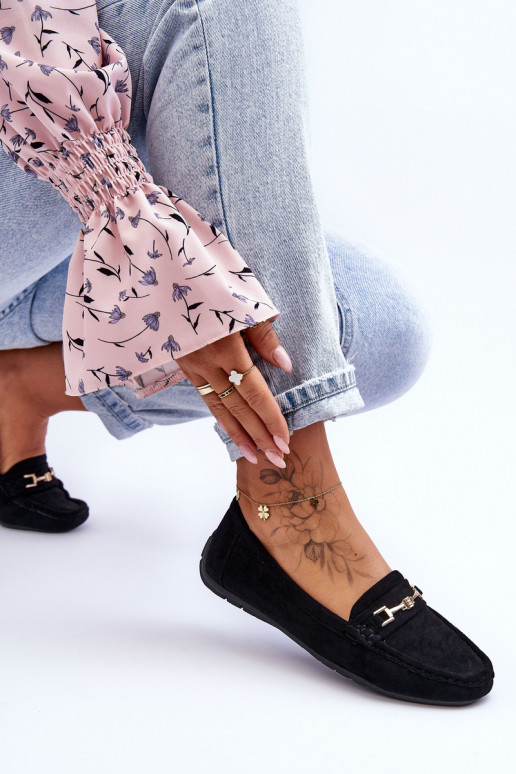 Féminin Mocassins classiques en daim couleur noire Corinell