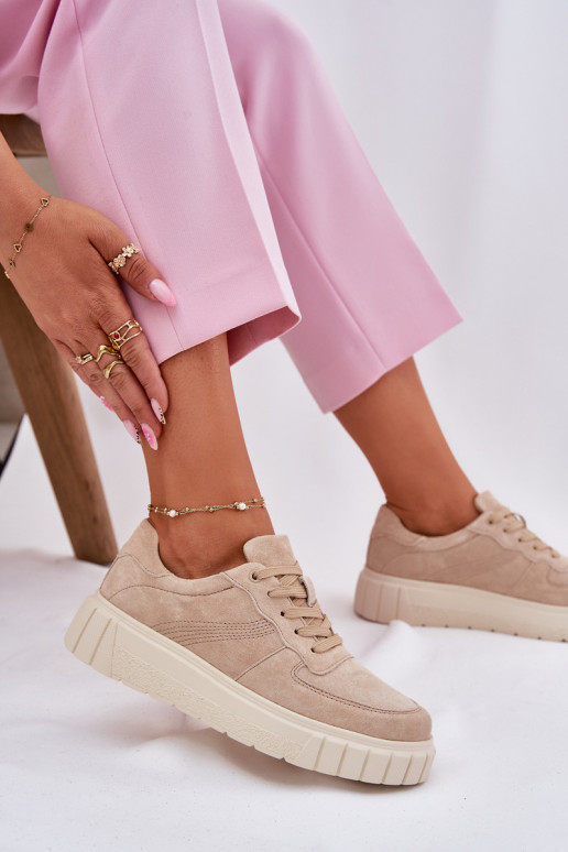 en daim Chaussures modèle baskets Féminin avec une plateforme beige RilÀena