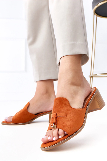 Chaussons marron à talon avec décoration sur la sangle Gariend 2