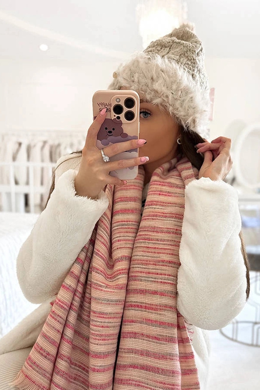 Chapeau beige avec fourrure Danna