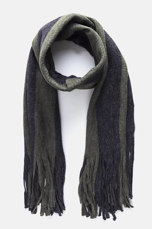 Écharpe verte-grise avec franges Lana