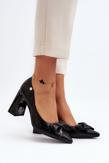 Chaussures à talons avec nœuds noires Ariemessa 2
