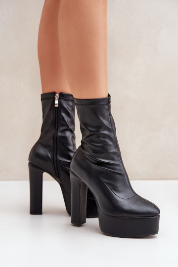 Bottes Sur des talons hauts Enregistrer et plateforme couleur noire Tennira 2