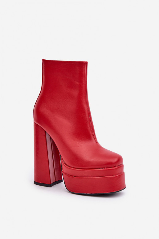 Bottes avec une plateforme I Enregistrer réchauffer couleur rouge Selahra