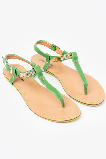 des sandales chaussons ze dorém zdobieniem