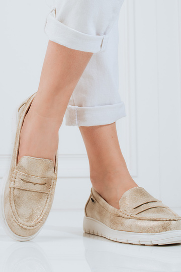 Mocassins pour femmes doré avec une semelle flexible