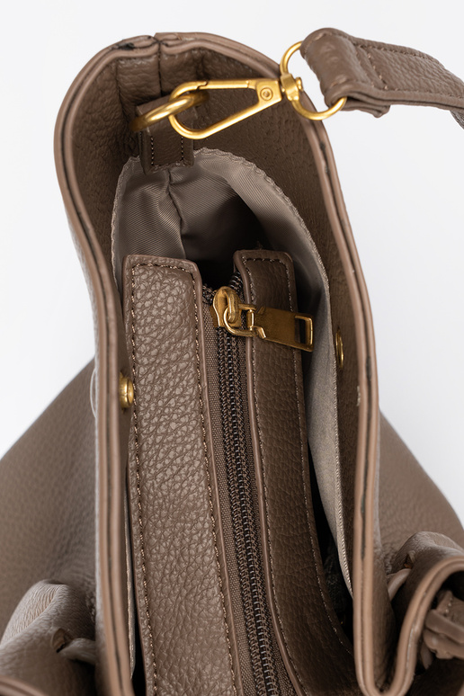 Sac à main/sac shopper taupe avec fermoir