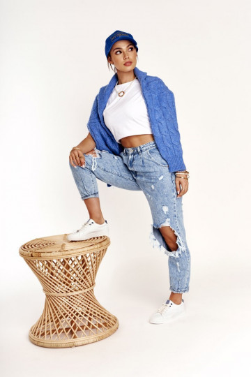 Baskets en cuir naturel BIG STAR BB274211 blanc et bleu marine 2