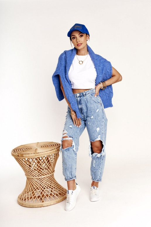 Baskets en cuir naturel BIG STAR BB274211 blanc et bleu marine