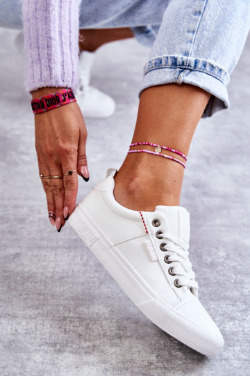 Faible Baskets en cuir pour femme Big Star KK274005 couleur blanche 2